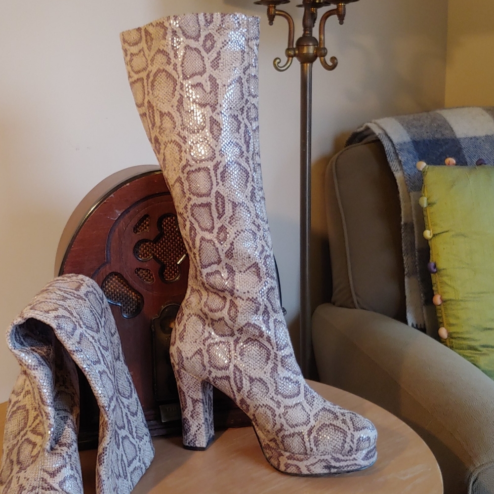 Killer Stretchy Faux Snake Platform Boot 41